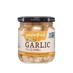 PickerFresh - Pickled Garlic - 7 Oz - A Mellow, salty, flavorful twist to salads, sautés, and everyday cooking staples.