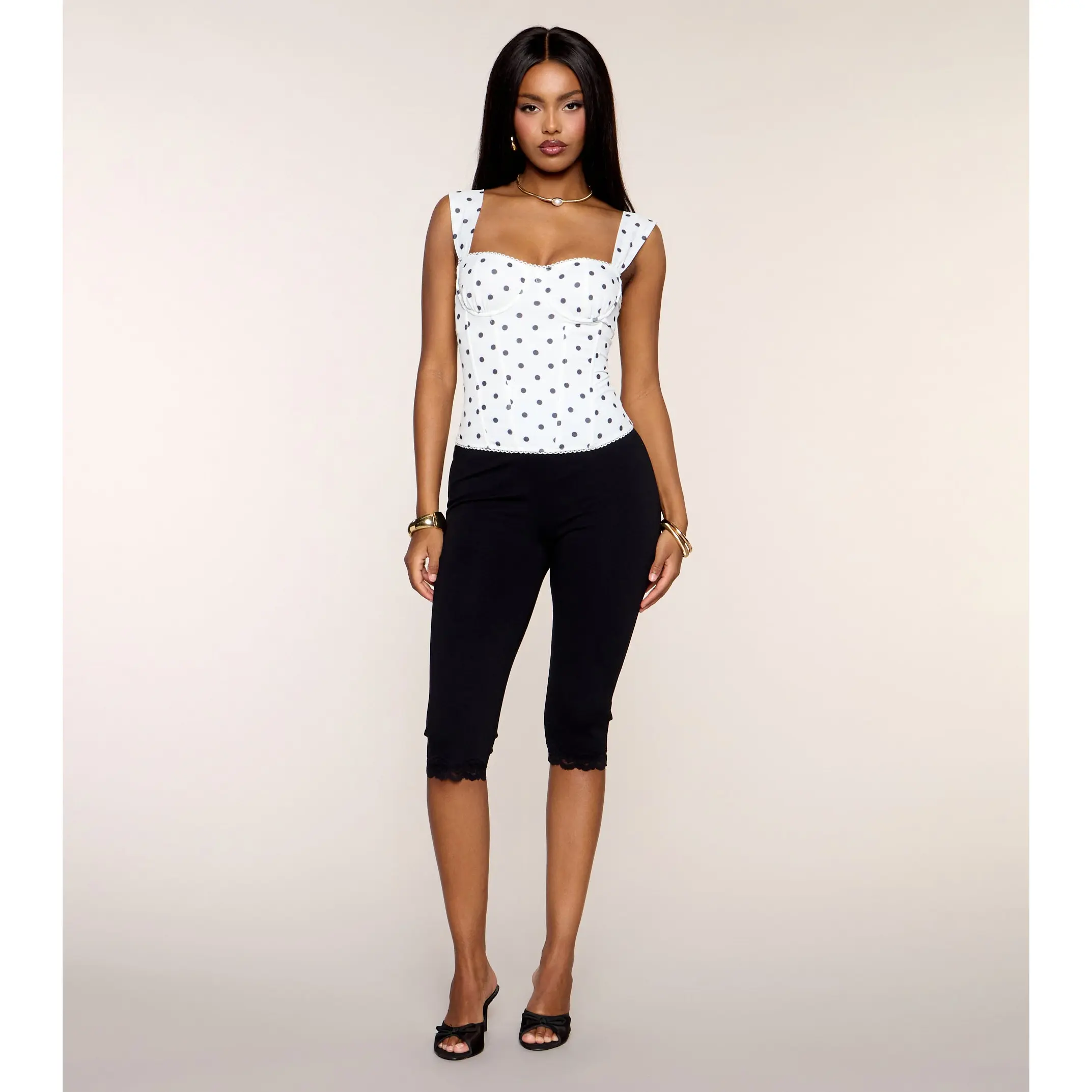 Soft Touch Lace Trim Capri Pants