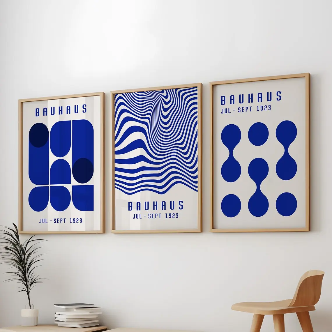 Blue Bauhaus Art Prints: Geometric Exhibition Wall Decor (Digital Download)