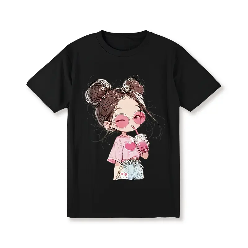 graphic tees 100% Cartoon Cute Printed Short Sleeve Round Neck T-Shirt, Summer New, Loose Fit, for Women90s graphic tees