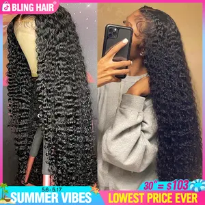 Bling Hair 13x4 13x6 Deep Wave HD Lace Front Wig Human Hair 180% density Transparent Lace Frontal Wigs For Women Real Hair Wigs PrePlucked Lace Front Wig Women Real Hair Wigs #SummerVibes summervibes
