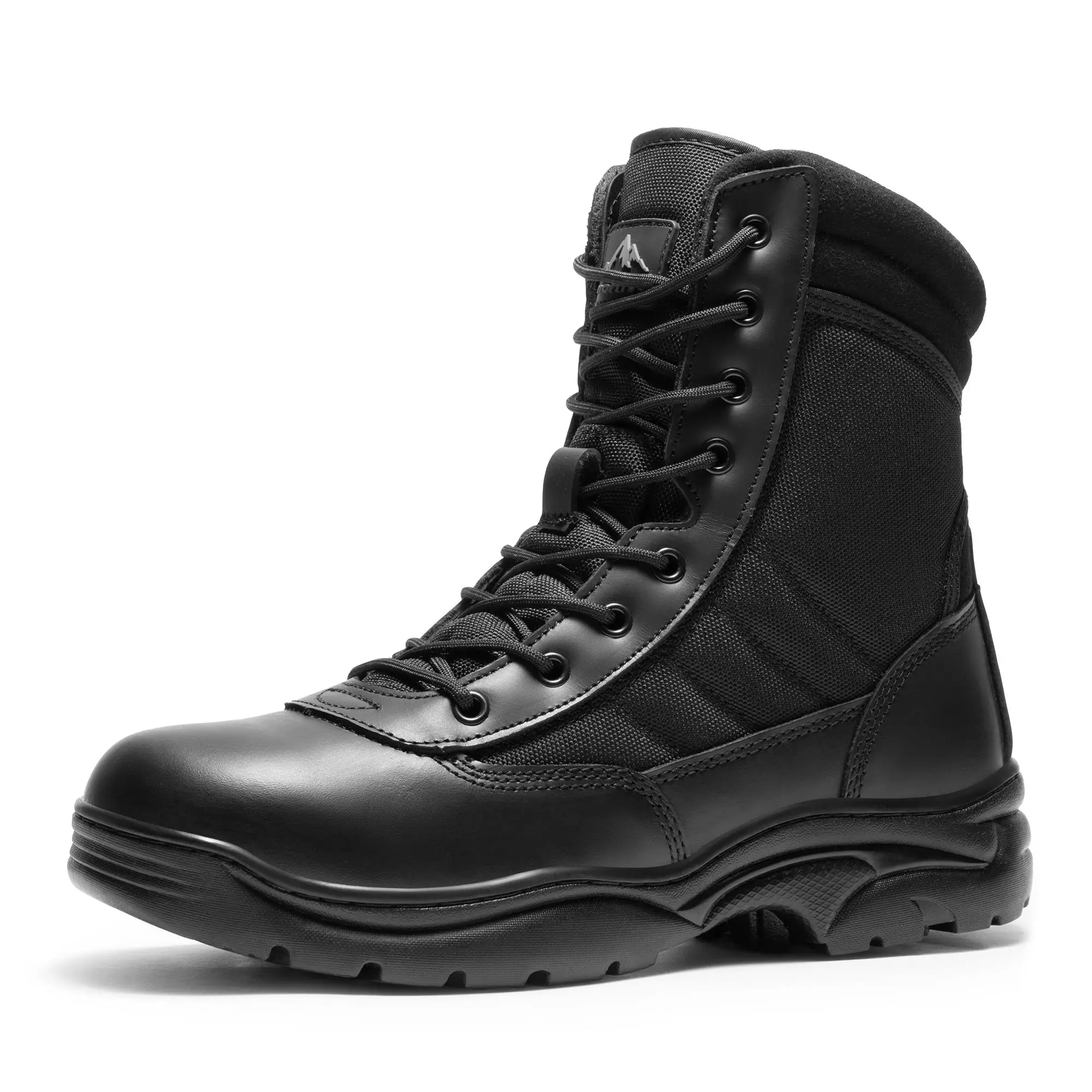 NORTIV 8 TROOPER Men's Military Tactical Worker Boots - Breathable, Lightweight, Soft Leather, Round Toe Black Boots for Men and work boots for men Walking Shoes Boy Footwear Closed