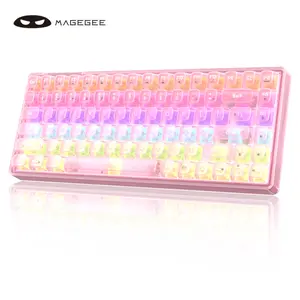MageGee Light84 mechanical gaming keyboard keycap RGB Gasket structure 84 key EVA sound-absorbing pad hot swappable three connection modes Transparent keyboard Windows supports dual systems