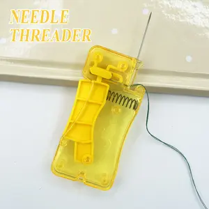 Practical Needle Threaders for Adult Sewing Needs, Plastic Automatic Threader Tool Small Sewing Accessory with Yellow Handle for Housewives and Seniors