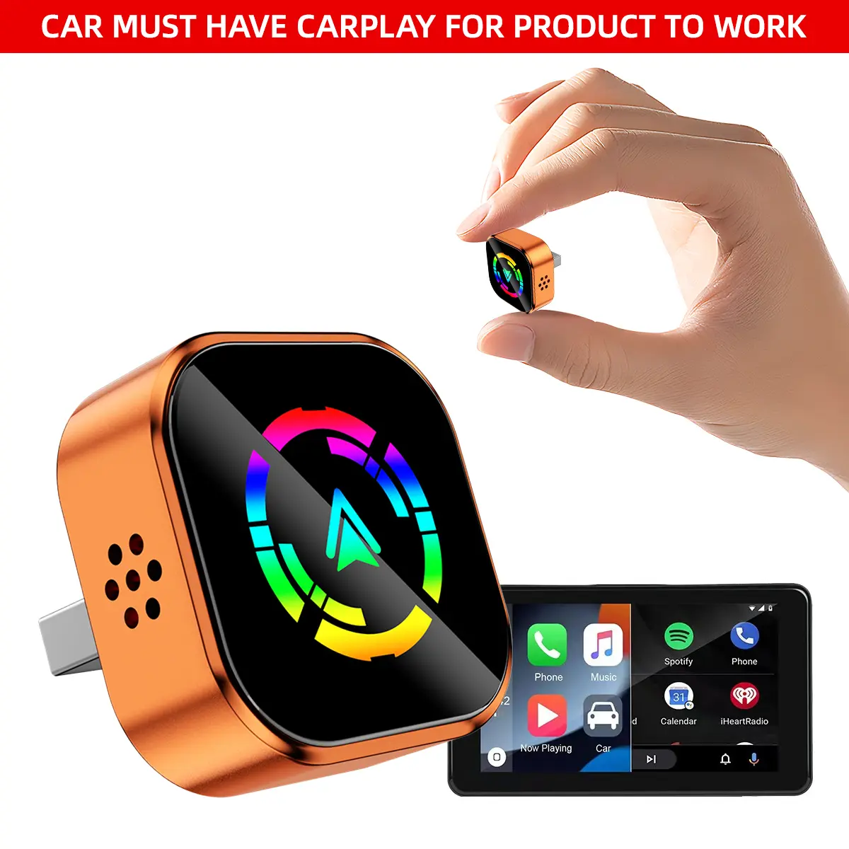 【YURNLV】X 2026 New Wired to Wireless CarPlay Converter, Compact Design, Plug-and-Play, Fast Stable Auto-Connection,  Hands-Free Calls
