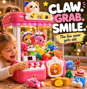 Mini Bear Claw Machine with Lights and Music Candy Claw Arcade lay laPlay Toy for Kids set Perfect Christmas and Birthday Gift for Boys and Girls educational