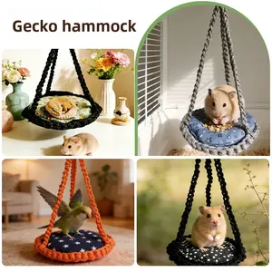 Gecko sleeping bed, hammock, reptile nest, hamster, squirrel, snake, parrot pet supplies, swing DIY Metal Playpen with Skylight Multi-Level Wooden Rabbit Hutch Run