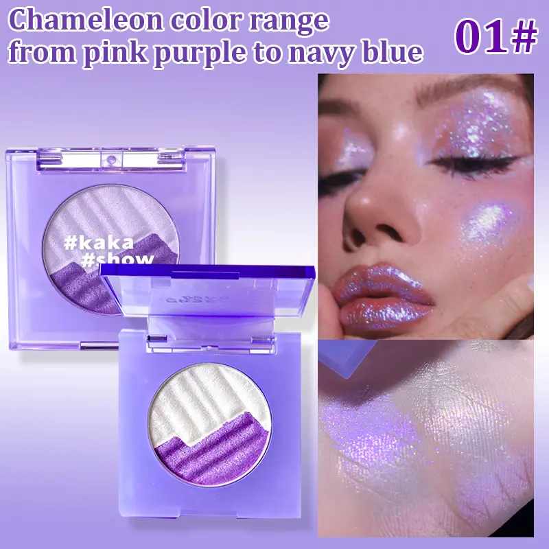 [3-Piece Set] KAKASHOW Chameleon Highlighter & Blush Kit - Multichrome Shimmer & Matte Finishes | For Face & Body, Long-Lasting Pigment | Festival, Party & Stage Must Have | Holiday Gift Set ！