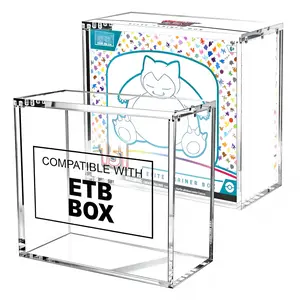 Acrylic ETB Case Display Stackable Strong Magnets,8mm/5mm Reinforced Edges,Dust-Proof Collector Storage ETB Protector Case Compatible with Elite Trainer Boxes,Clear Acrylic Game Card Storage Box,Game Card Storage Organizer for Home Office