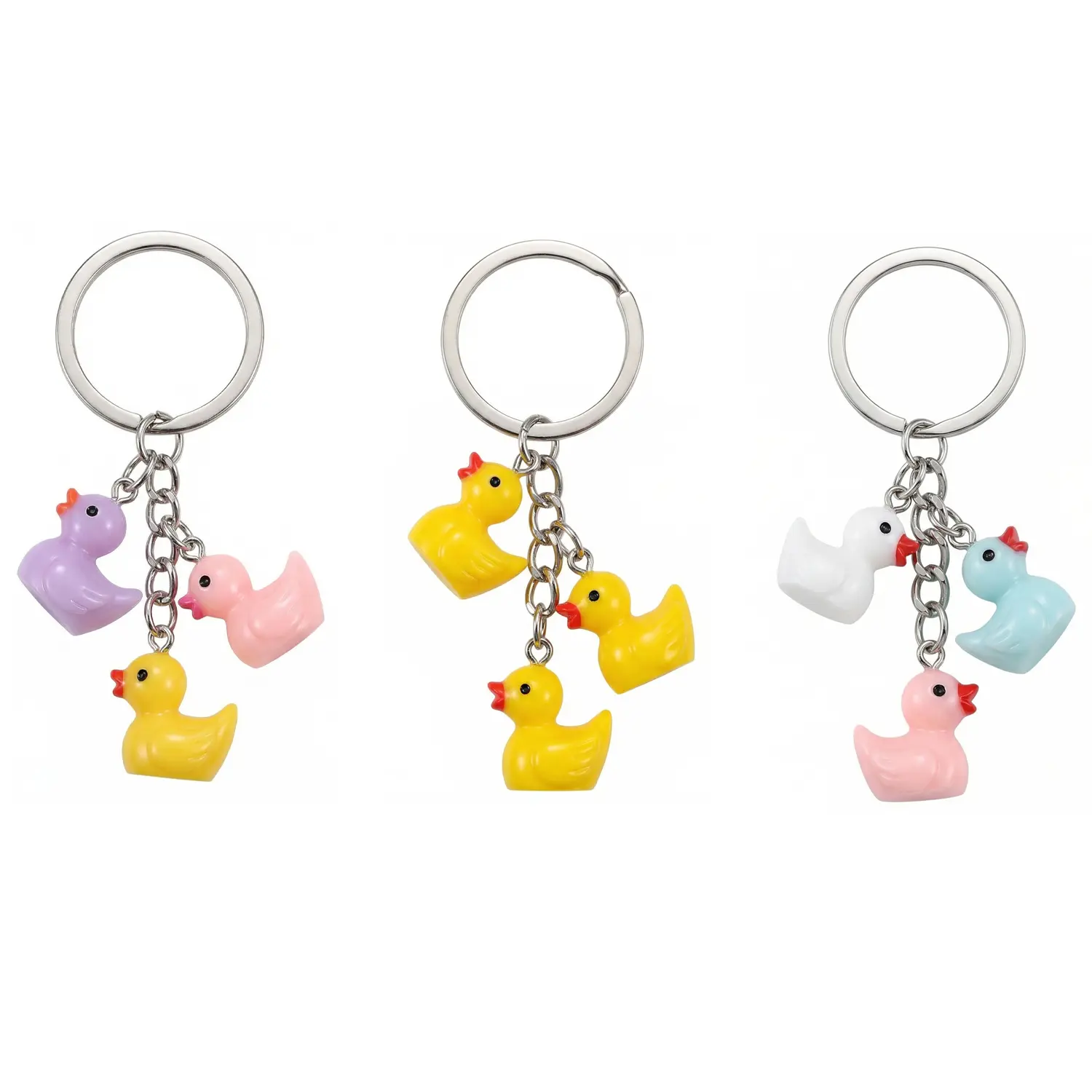 Mini Duck Keychain Set - Cute Animal Motif Keychain Charm, Bag Charm for Backpacks & Keys, Christmas Gift for Duck Lovers, Cute Keychains