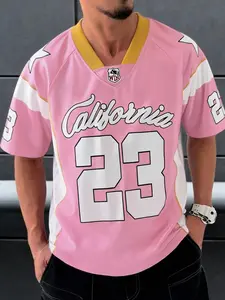 Unisex Basketball T-Shirt for Summer, Loose Fit V-Neck Short Sleeve, Number Print Oversized Jersey, Jersey Tee, Street Style Wear, Sport Top, Sportswear Top