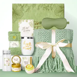 LIMSUKMF Mother's Day Gifts ideas Basket for Women with Flannel and stainless steel Insulated tumbler Blanket, Unique Gifts for Mom, Friends, and Wife