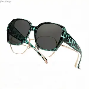 2026 Trendy Oversized Fit Over Sunglasses for Men Women, Polarized UV400 Anti Glare Shades with Bold Geometric Frame, Lightweight Flexible Design Wear Over Prescription Glasses for Driving Outdoor Daily Use