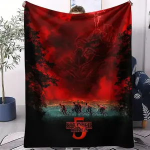 Stranger Things Horror Theme Flannel Throw Blanket, Soft Warm Blanket for Office Nap Couch Bed and Travel Use