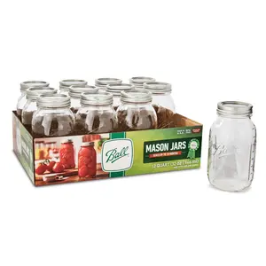 Regular Mouth Quart 32-Oz. Glass Mason Jar with Lids and Bands, 12-Count