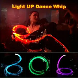 LED 7-color fiber optic whip, approx. 180 cm/70 inches, 360° rotation, USB rechargeable optical pixel whip, 3 light effects, for dance, party, gift, prom, carnival, holiday party, EDM party, Halloween decorations with light whip