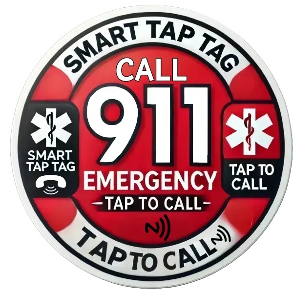 911 Sticker - NFC Emergency Sticker for Kids, Seniors & Anyone - No Unlocking or Dialing - Tap to Connect for Instant 911 Assistance