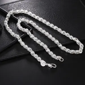 925 Sterling Silver-plated Rope Chain Lobster Clasp 5mm Silver Chain for Men Women Silver Necklace Chain,Elegant Jewelry Gift for Everyday Wear and Festive，Birthday gift.