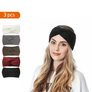 3 pcs Winter Knitted Headband Set with Bow - Sweet & Elegant Design for Daily Wear and Sports