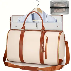 4-in-1 Convertible Garment Bag - Foldable Suit Carrier with Shoulder Strap, Wet/Dry Compartment for Business Trips Garment Bag With Shoulder