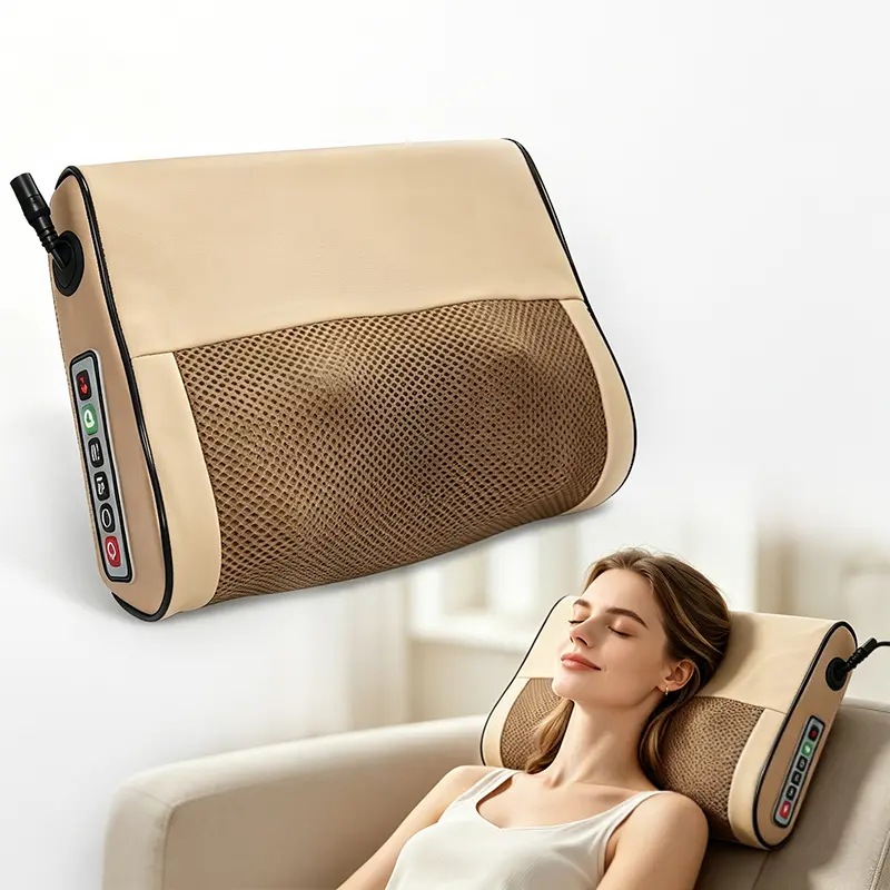 Comfortable Shiatsu Neck and Back Massager with Heating Function, Neck Massager Pillow with 3D Deep Tissue Kneading Function, Wireless and Portable, Relieves Muscle Tension at Home, Office, and Travel, Ideal Gift for Men and Women