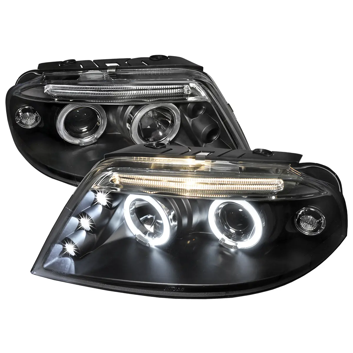 2001-2005 Passat Dual Halo Projector Headlights (Matte Black Housing/Clear Lens)