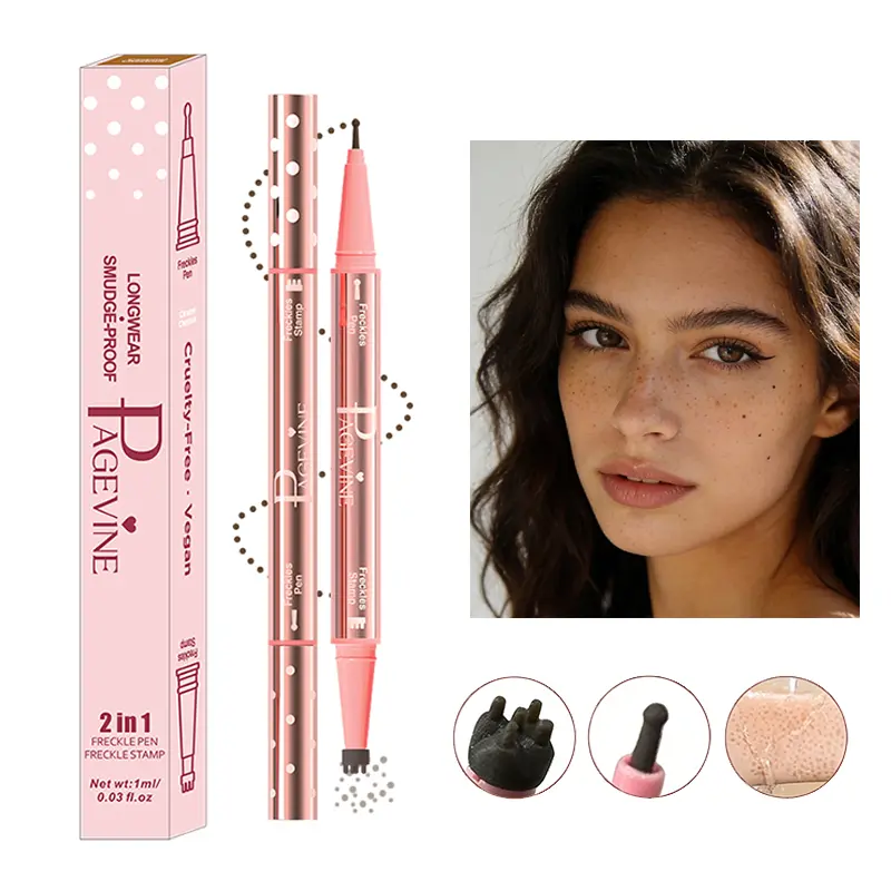 2-in-1 Freckle Stamp Pen & Fine Mole Liner, Dual-Tip Natural Freckle Maker - 5-Point Quick-Stamp, Detail Tip, Waterproof, Long-Lasting, High Pigment for No-Makeup & Everyday Looks