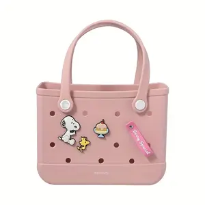 [HolidayGift Bag]Snoopy Series Crocs Tote Bag (Pink & Blue) – Spacious & Sturdy, Cute Style, Reusable Daily Bag | Holiday
