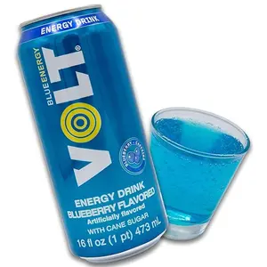 VOLT Energy Drink - Guarana, Blueberry & Berries Flavors, Carbonated Sport Beverage, 16oz Cans, Available in 6-Pack or 15-Piece Case