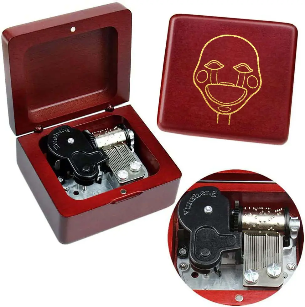 Sinzyo Music Box Vintage Wood Carved Mechanism Musical Boxs Gift for Birthday Valentine's Day Christmas Day(Grandfather’s clock-Wine Red Box)