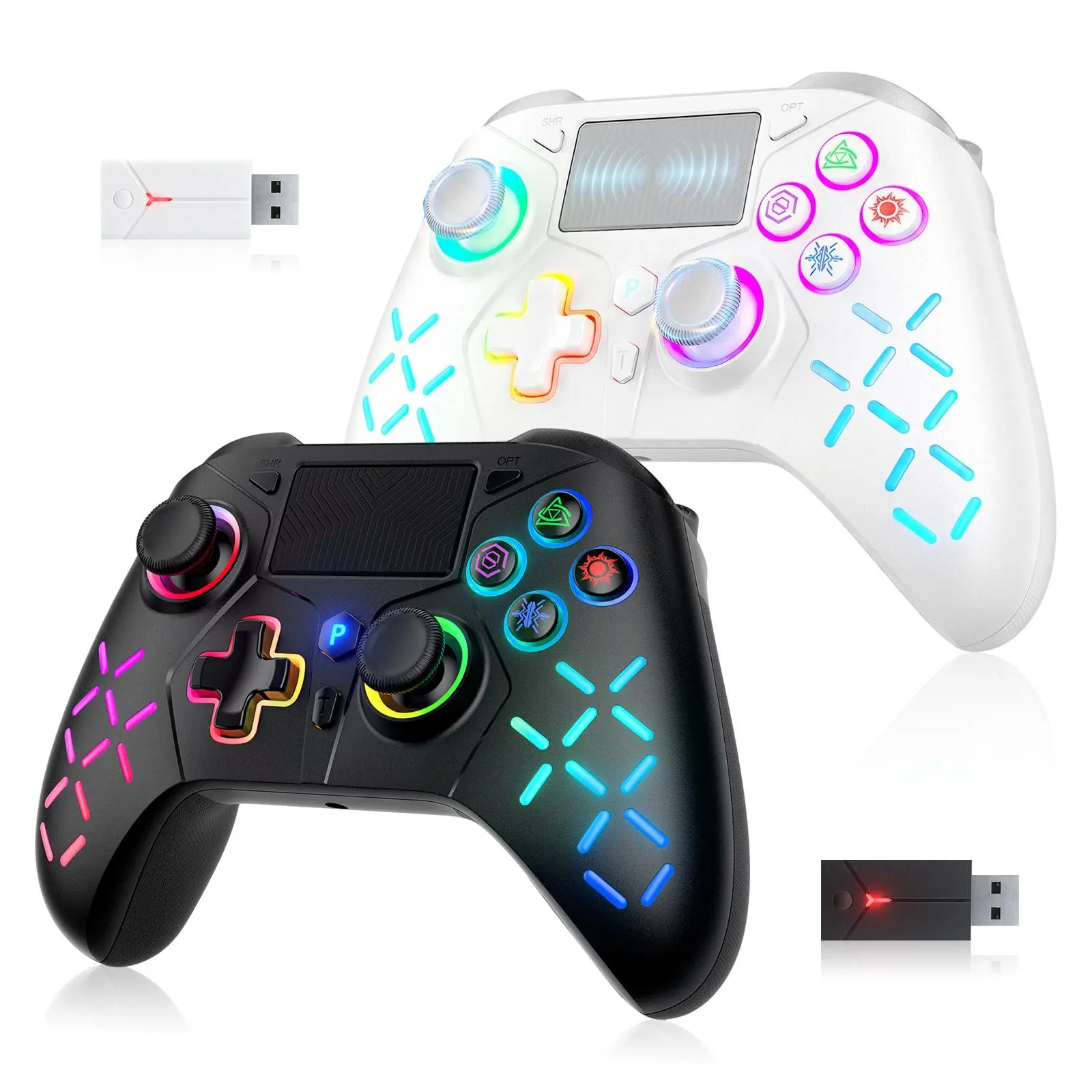 Summerwins Wireless Gaming Controller Accessory for PS5 with LED Color Changing Light, Trackpad, Headphone Jack, Compatible with PS5, PS4, PS3, Switch, PC, Accessories, Led Light