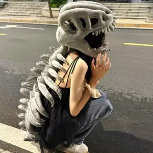 80/120cm Realistic Dinosaur Skeleton Plush Cosplay Costume | Funny Outfit for Kids & Adults | Perfect for Halloween, Birthday Parties & Family Gatherings