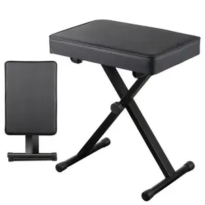 JupiterForce X-Frame Height-Adjustable Piano Keyboard Stool - Collapsible Indoor Furniture with Thick PU Padded Seat, Continuous Height Adjustment, Durable Metal-PU Build, Rubber Base