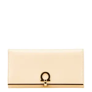 Pre-owned SALVATORE FERRAGAMO Calfskin Small Leather Goods Gancini Leather Long Wallet