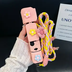 Luxury Cute Cartoon Design Handmade DIY Silicone Camera Case Cover, Full Protection for Dji Pocket3, Ultra-Thin Soft Gel, Portable with Lanyard Handy Strap