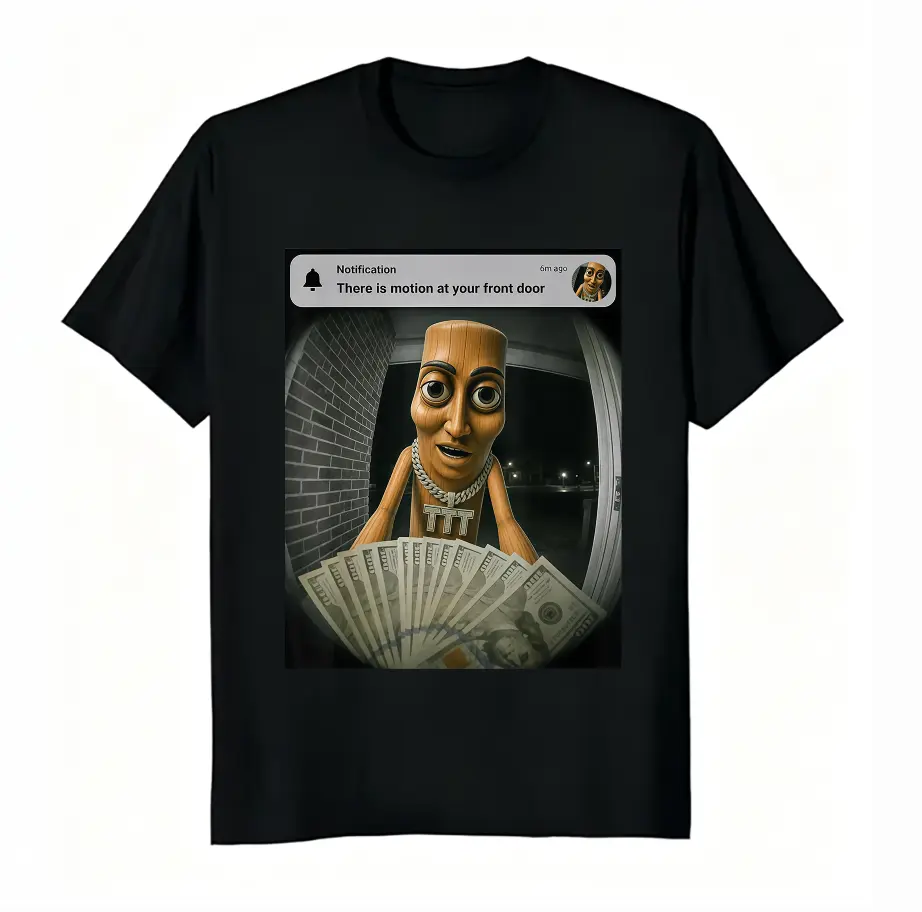 Unisex 100% Cotton Viral Door Notification Meme Graphic Tee, Funny DTG‑Printed Casual T‑Shirt For Men & Women