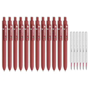 STAGEEK Red Gel Pens, 12Pcs Quick Dry Red Ink Pens with 3 Extra Refills, Fine Point Retractable Smooth Writing Pens for Journaling, Note Taking, School Supplies, Nurse Aesthetic, Office(Red &Black & Blue)