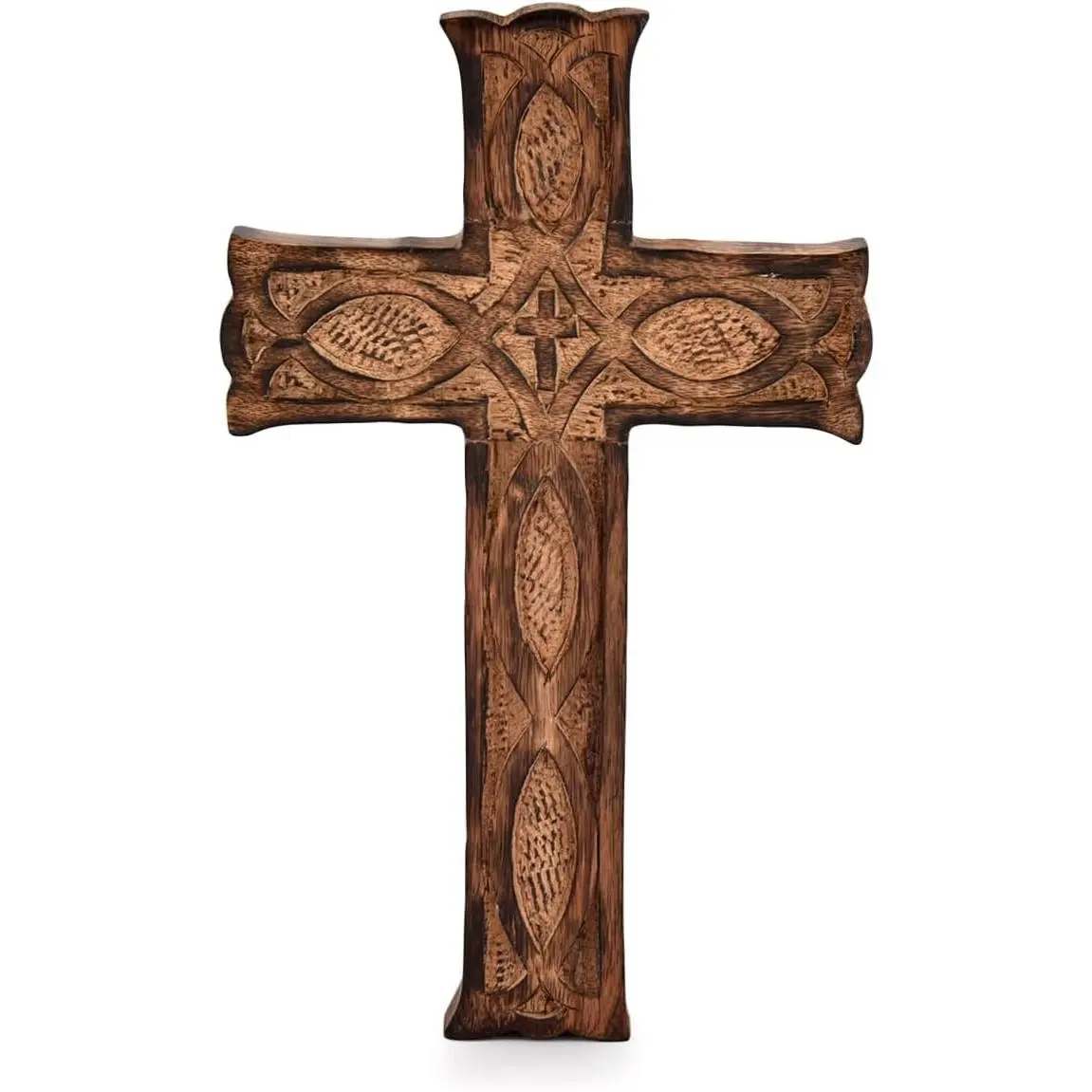 Wooden Handcrafted Antique Cross Wall Art, Religious Home Decor, Classic Religious Decorations for Church & Room, Cross Wall Art Religious Decorations