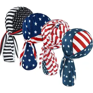 4 Packs Do Rags Skull Caps Hat for Men, Fashion Sweat Wicking Helmet Liner Beanie Bandana Head Wrap, Breathable Motorcycle Cycling Outdoor Sports Cap Head Covers