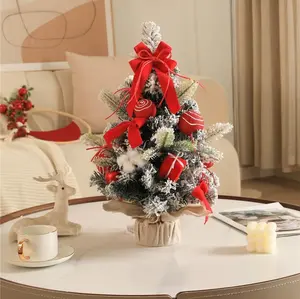 Small Christmas Tree with Lights -19.69 inch Mini Tabletop Christmas Tree with Santa Claus LED Lights ,Hanging Oraments,Decorative Bow and Gift Boxes,Christmas Decoration