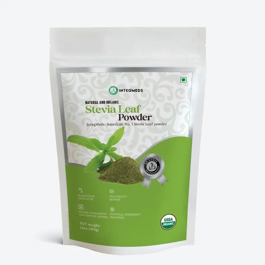 INTEGMEDS - Organic Stevia Leaf Powder, 10oz, Raw All Natural Sweetener, USDA Organic and Non GMO