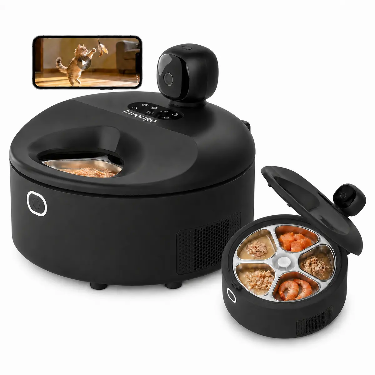 Automatic Cat Feeder, Refrigerated Wet Food Dispenser With WiFi Control, 5 Days Freshness, 5 Timed Meals, Quick Cooling, Heating Feeding dog medium-sized storage voice recorder ramascotas