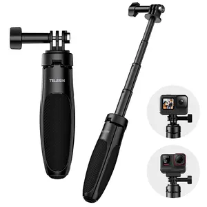 TELESIN 40cm/15.75'' Selfie Stick Tripod, Quick Release Portable Vlog Camera Selfie Stick Handle Grip Monopod for GoPro 13 12 11 10 Max/Insta360 X5/AKASO/DJI Osmo Action 6 5 pro Osmo Nano Accessories