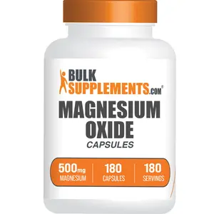 BulkSupplements - Magnesium Oxide Capsules - Bone Health - Digestive Support - Energy Production - 180 Capsules - 500mg of Magnesium per Serving