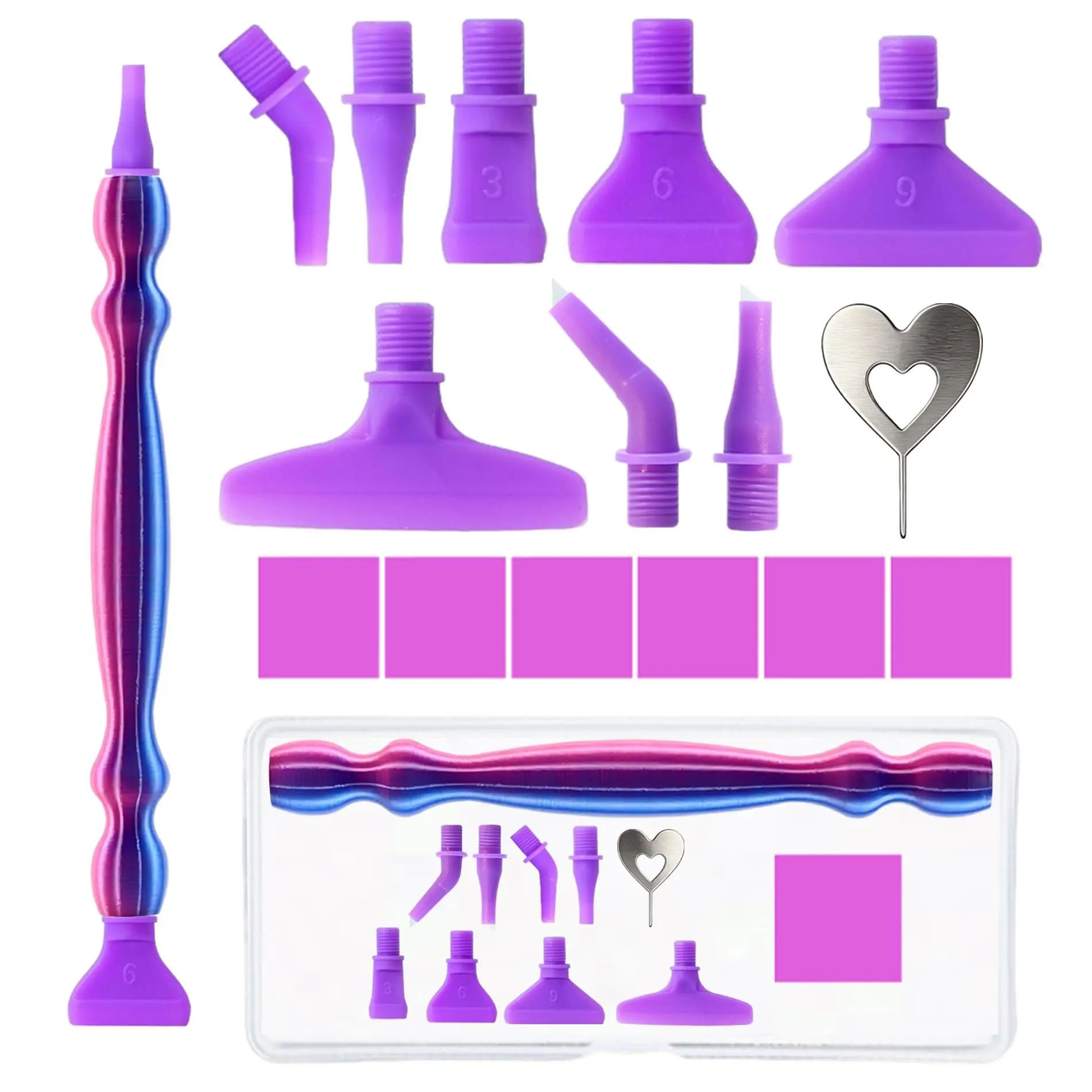 Diamond Painting Tool Set, Includes 1-3-6-9 Screw Tips, Diamond Wax, Transfer Paper Cutter, Dot Drill Pen, Water Drill Picker, Diamond Painting Kit, Diamond Art Tools