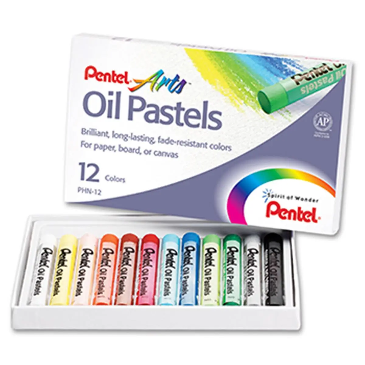 212 MAIN Pentel High-Pigment Oil Pastels, 12-Count Art Materials, Do It Yourself Painting Supplies (Pentel Of America PENPHN12)