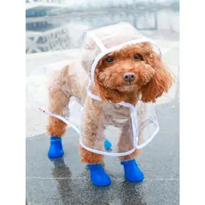 Transparent Waterproof Dog Outdoor Raincoat, Full-Body Eva Raincoat with Hood, Soft Outer Shell, Suitable for Small to Medium Dogs, Poodle