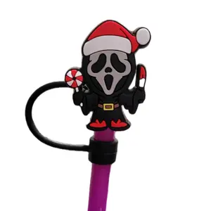 Halloween Horror Christmas ghost Face Straw Topper