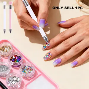 1pc retractable rhinestone picker, precise wax tip tool for nail art, creative handmade accessory for home projects, silver inlay tool