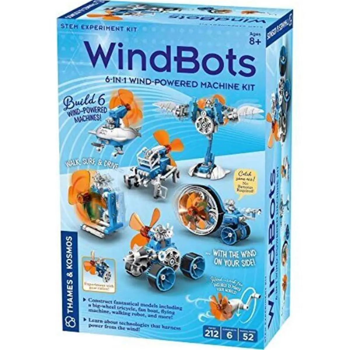 Thames & Kosmos WindBots 6-in-1 Wind-Powered Robotic Interactive Toy Kit Set, Cat Toy with Handheld Wind Generator, Build 6 Models (Gear Learning Focus), No Glue Required, Step-by-Step Instructions for Pet Play, Robotic Interactive Toys, Build Six Models